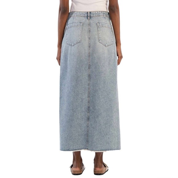 KUT from the Kloth Brea Jean Skirt Style KK23501 Light Wash Front slit Size 14 - Picture 2 of 11